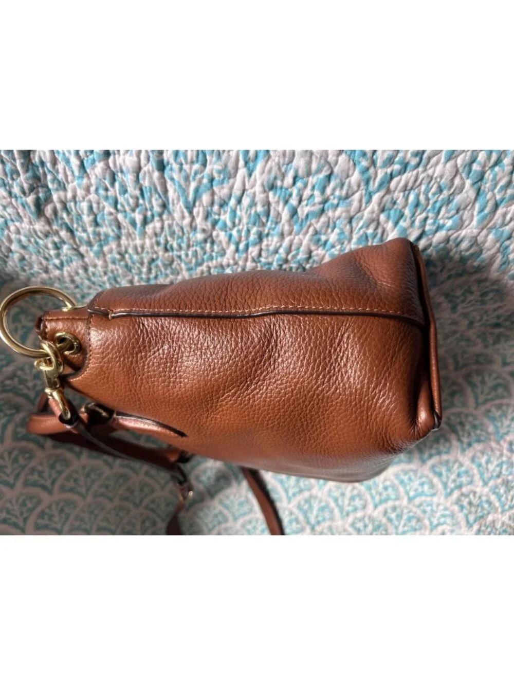 Coach Remi Satchel 1317 Brown Polished Pebble Leather Crossbody Tote Shoulder Ba